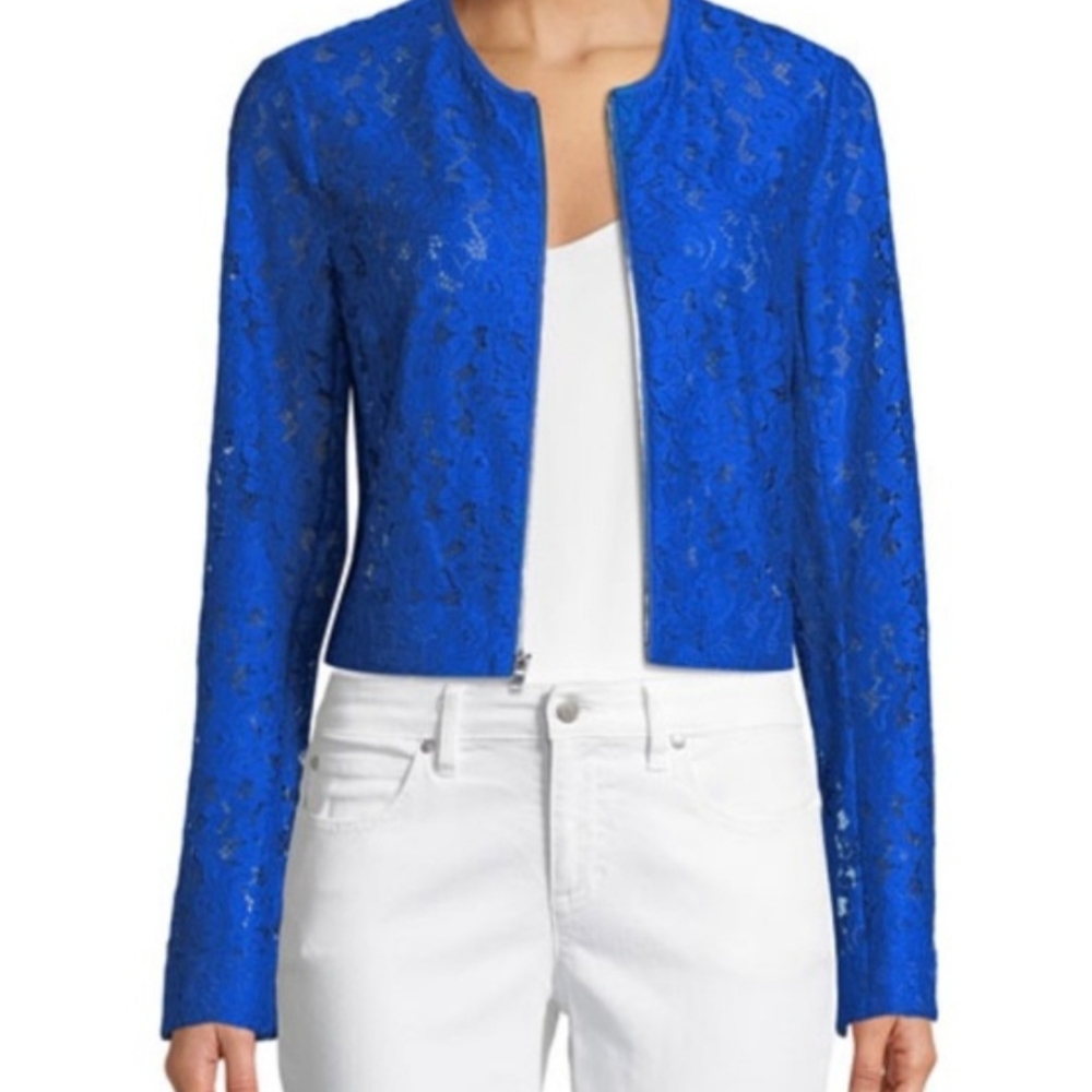 Diane von Furstenberg blue lace jacket